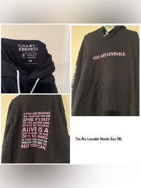 "You Are Loveable" Black Hoodie - Size 3XL